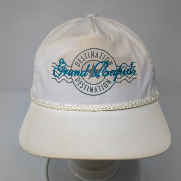 Grand Rapids Destination Slideback Rope Hat White One Size Adjustable - Picture 2 of 8